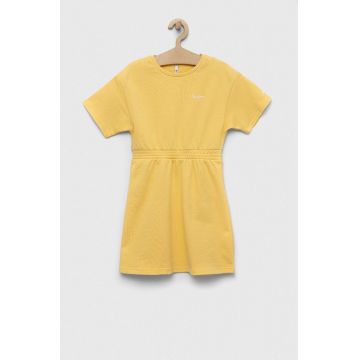 Pepe Jeans rochie din bumbac pentru copii PJL GJ Non-denim culoarea galben, mini, evazati