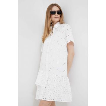 PS Paul Smith rochie din bumbac culoarea alb, mini, drept