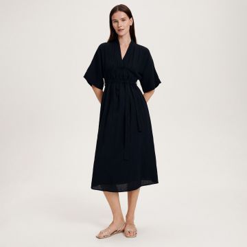 Reserved - Rochie midi kimono - Negru