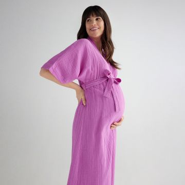 Reserved - Rochie midi kimono - Roz