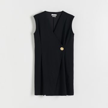 Reserved - Rochie mini petrecută în partea din față - Negru
