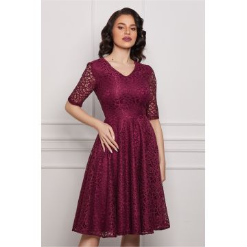 Rochie Bella bordo clos din dantela