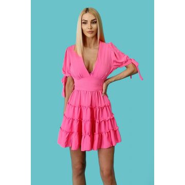 Rochie cu volane MySecret, Roz, Marime S/M