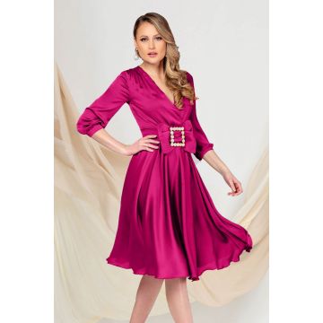 Rochie de ocazie Pretty Girl fucsia in clos cu cordon tip funda