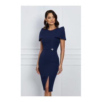 Rochie MBG bleumarin cu umeri bufanti