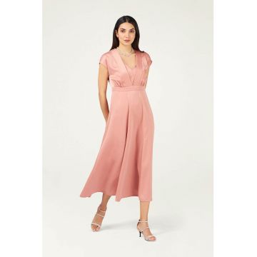 Rochie midi evazata de satin