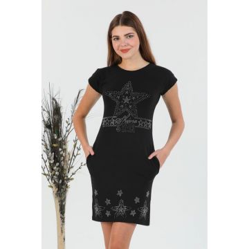 Rochie sport cu buzunare si maneci scurte, Shine Star