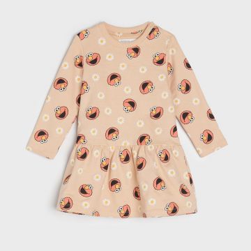 Sinsay - Rochie babydoll cu Sesame Street - Bej
