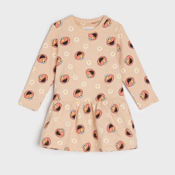 Sinsay - Rochie babydoll cu Sesame Street - Bej