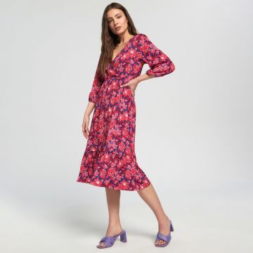 Sinsay - Rochie midi cu imprimeu floral - Roz