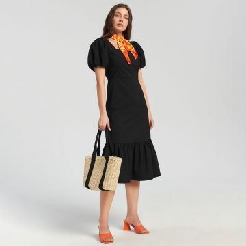 Sinsay - Rochie midi cu volănașe - Negru