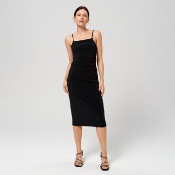 Sinsay - Rochie midi din tricot striat - Negru