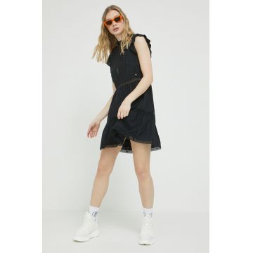 Superdry rochie culoarea negru, mini, evazati