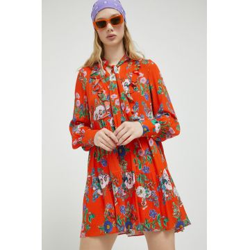 Superdry rochie culoarea portocaliu, mini, evazati
