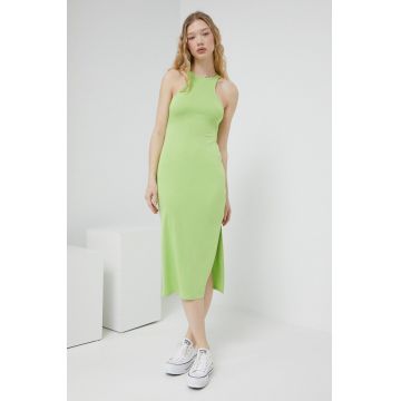 Superdry rochie culoarea verde, midi, mulata