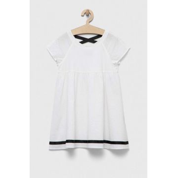 United Colors of Benetton rochie fete culoarea alb, mini, evazati