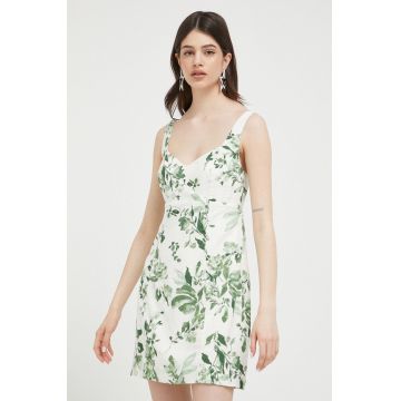 Abercrombie & Fitch rochie din in culoarea verde, mini, mulata
