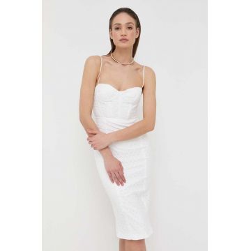 Bardot rochie culoarea alb, midi, drept