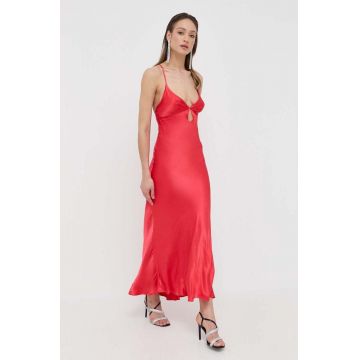 Bardot rochie culoarea rosu, maxi, drept