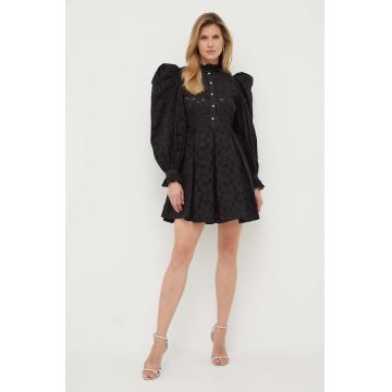 Custommade rochie din bumbac Jennifer culoarea negru, mini, evazati