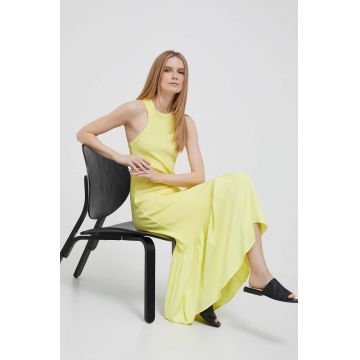 Deha rochie culoarea galben, midi, evazati