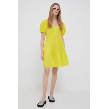 GAP rochie din bumbac culoarea galben, mini, evazati