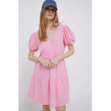 GAP rochie din bumbac culoarea roz, mini, evazati