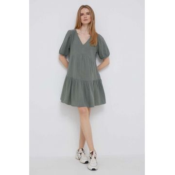 GAP rochie din bumbac culoarea verde, mini, evazati