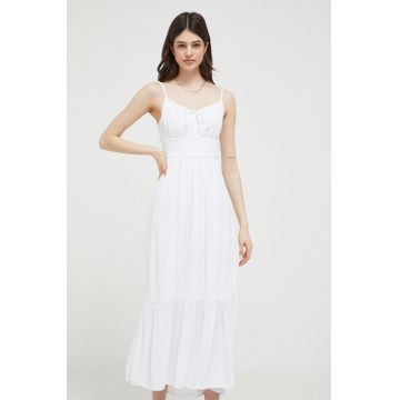 Hollister Co. rochie culoarea alb, midi, evazati