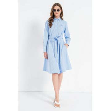 Rochie-camasa cu model in dungi si cordon in talie