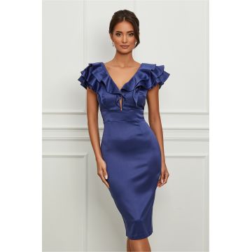 Rochie MBG bleumarin cu volane maxi