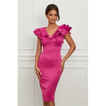 Rochie MBG fucsia cu volane maxi