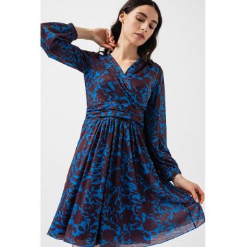 Rochie mini evazata cu model floral