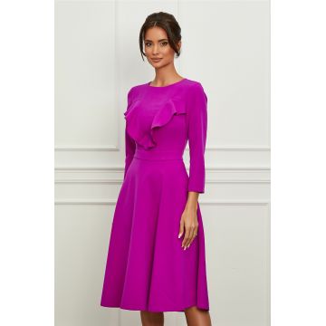 Rochie Moze violet cu volane pe bust