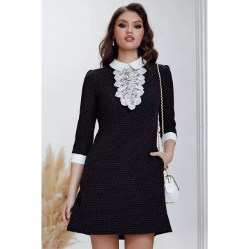 Rochie office Fofy in A cu jabou din dantela si nasturi cu perle