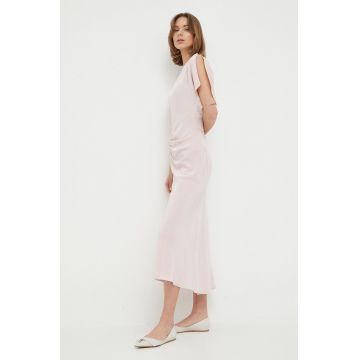 Victoria Beckham rochie Gathered culoarea roz, midi, mulata