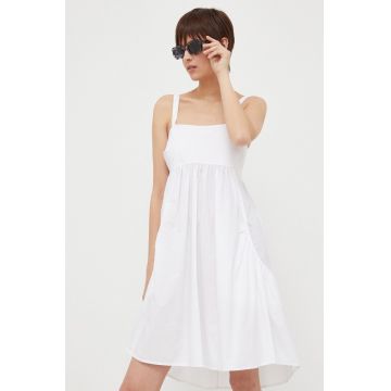 Artigli rochie din bumbac culoarea alb, mini, evazati