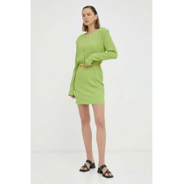 Gestuz rochie culoarea verde, mini, evazati