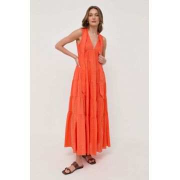 MAX&Co. rochie din bumbac culoarea portocaliu, maxi, evazati