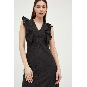 Nissa rochie culoarea negru, midi, drept