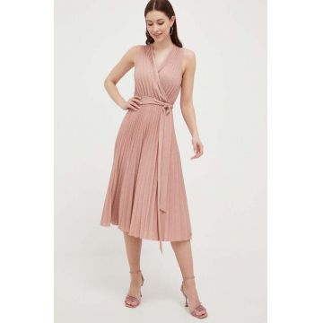 Nissa rochie culoarea roz, midi, evazati