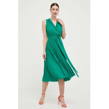 Nissa rochie culoarea verde, midi, evazati