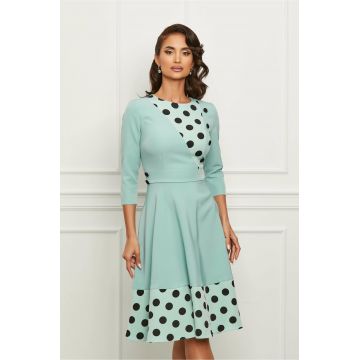 Rochie Dy Fashion verde mint cu buline negre