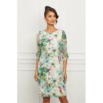 Rochie Fiona verde cu imprimeu floral