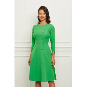 Rochie Moze verde crud cu nasturi la bust