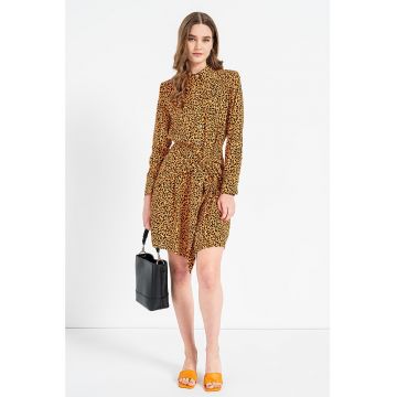 Rochie-camasa cu detaliu nod si animal print