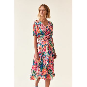 Rochie cu imprimeu floral si maneci kimono