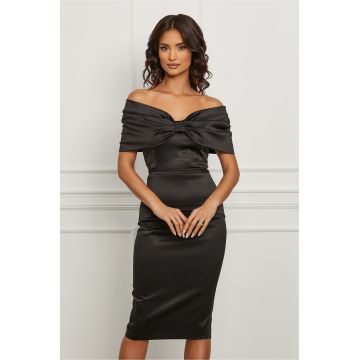 Rochie MBG neagra cu funda maxi la bust