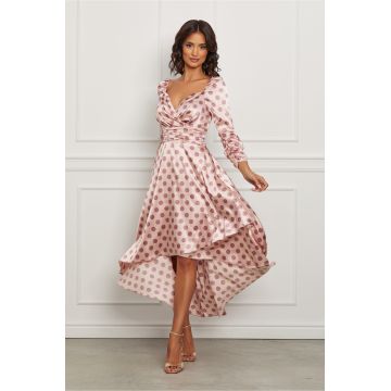 Rochie MBG roz din satin cu buline lila