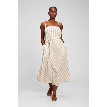 Rochie midi de bumbac cu model in dungi